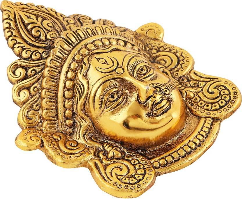 Ambika Durga Face Wall Hanging Metal Idol Showpiece - 15.24 cm (Gold Plated, Metal, Gold)