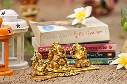 Design Gold Plated Lakshmi Ganesh Saraswati Idol with Deepak Showpiece